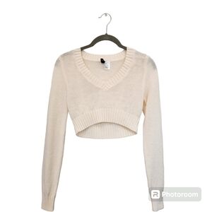 H&M white crop cardigan